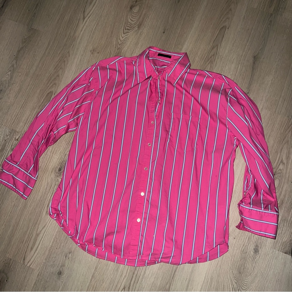 Zara Pink & White Striped Button-Down – XXL